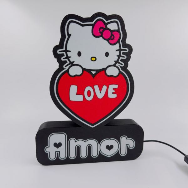 Luminaria 3D alusiva ao Hello Kitty Love