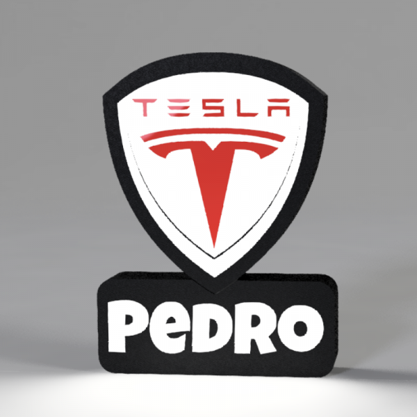 Luminaria 3D alusiva a marca Tesla